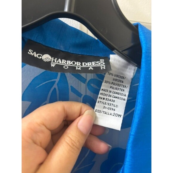 sag harbor dress women Sheer Floral Burnout Blouse Button-Up long sleeve blue 20 - Picture 4 of 8